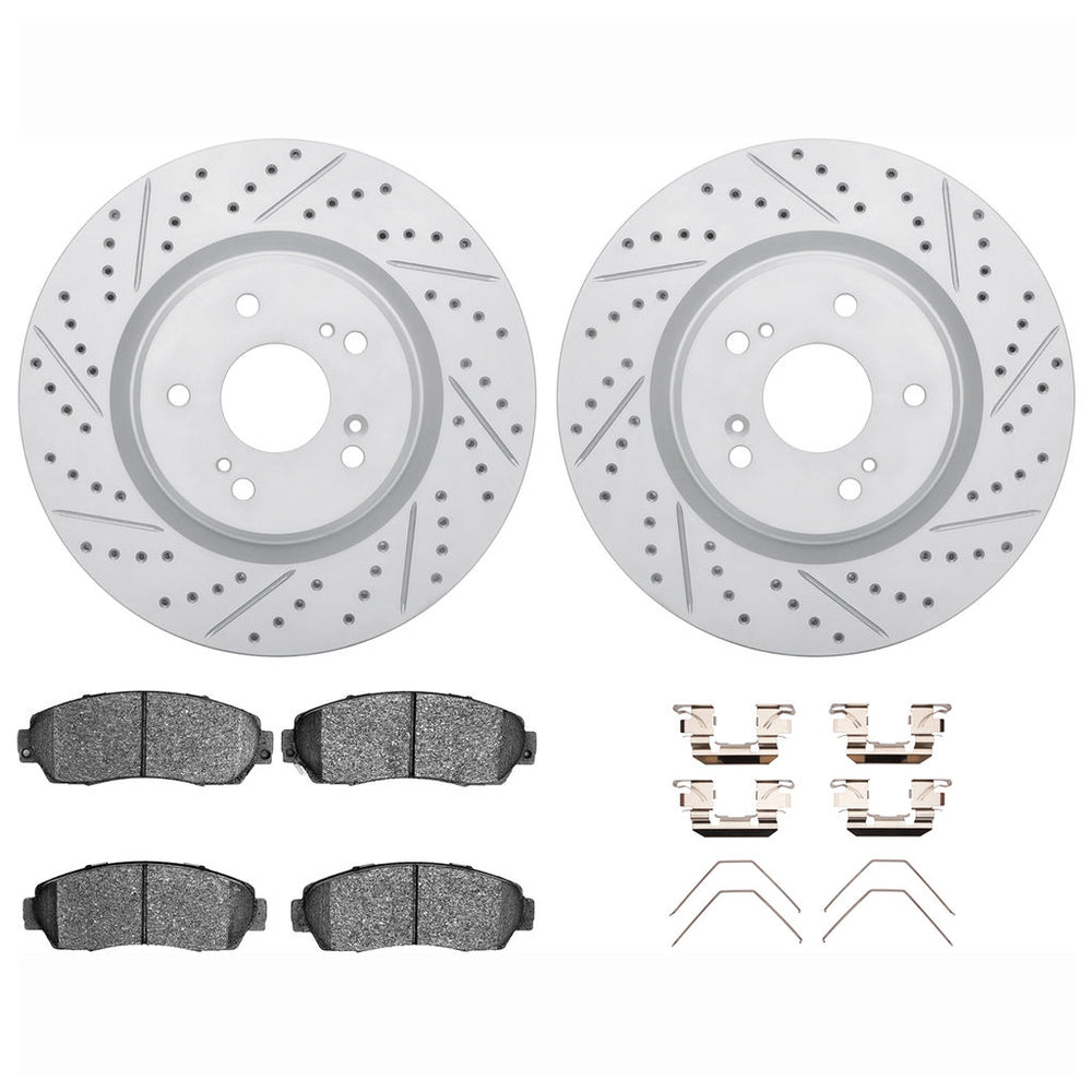 DFC 19-25 Acura RDX Front Drilled & Slotted Geoperformance Rotors 5000 Advanced Pads w/Hardware