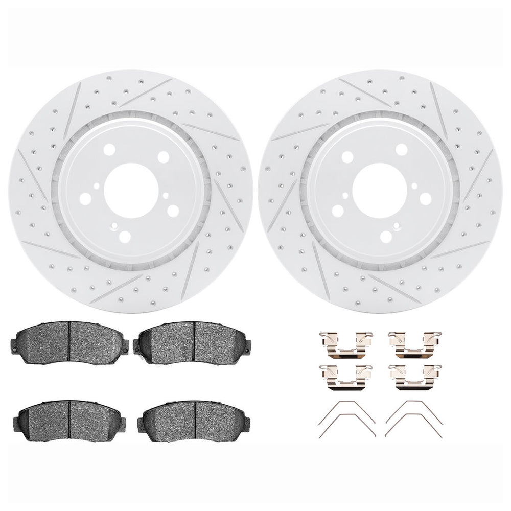 DFC 15-25 Honda Passport Front Drilled & Slotted Geoperformance Rotors 5000 Advanced Pads w/Hardware