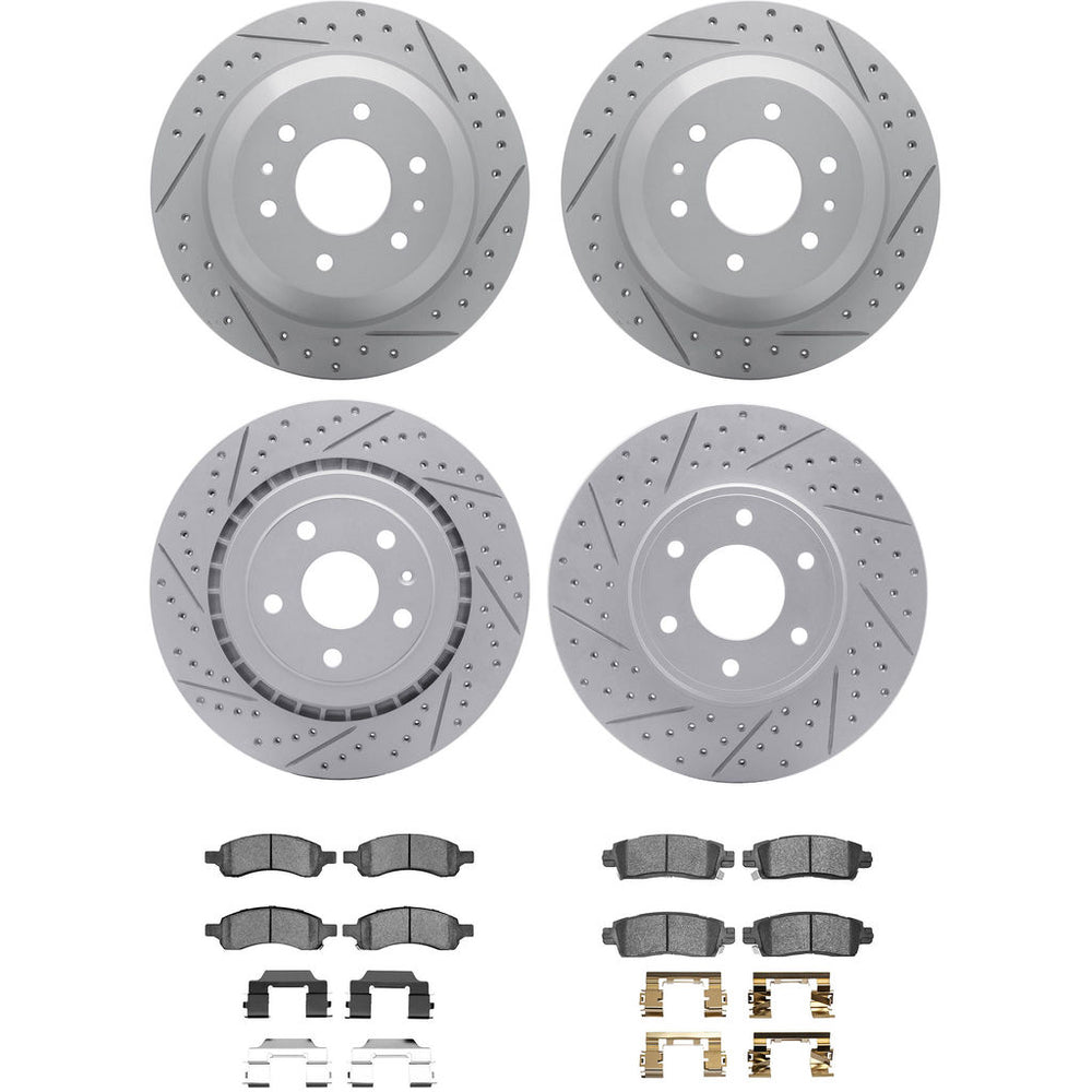DFC 06-09 Chevrolet Trailblazer Front & Rear Drill/Slot Geoperf Rotors 5000 Advanced Pads w/Hardware
