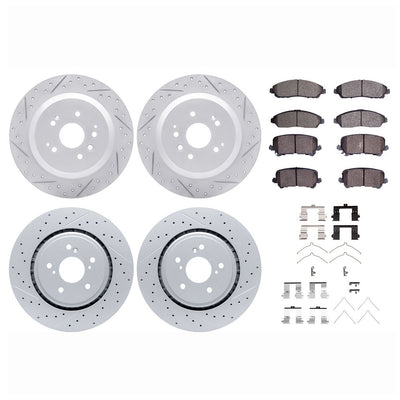 DFC 14-16 Acura MDX Front & Rear Drill/Slot Geoperf Rotors 5000 Advanced Brake Pads w/Hardware