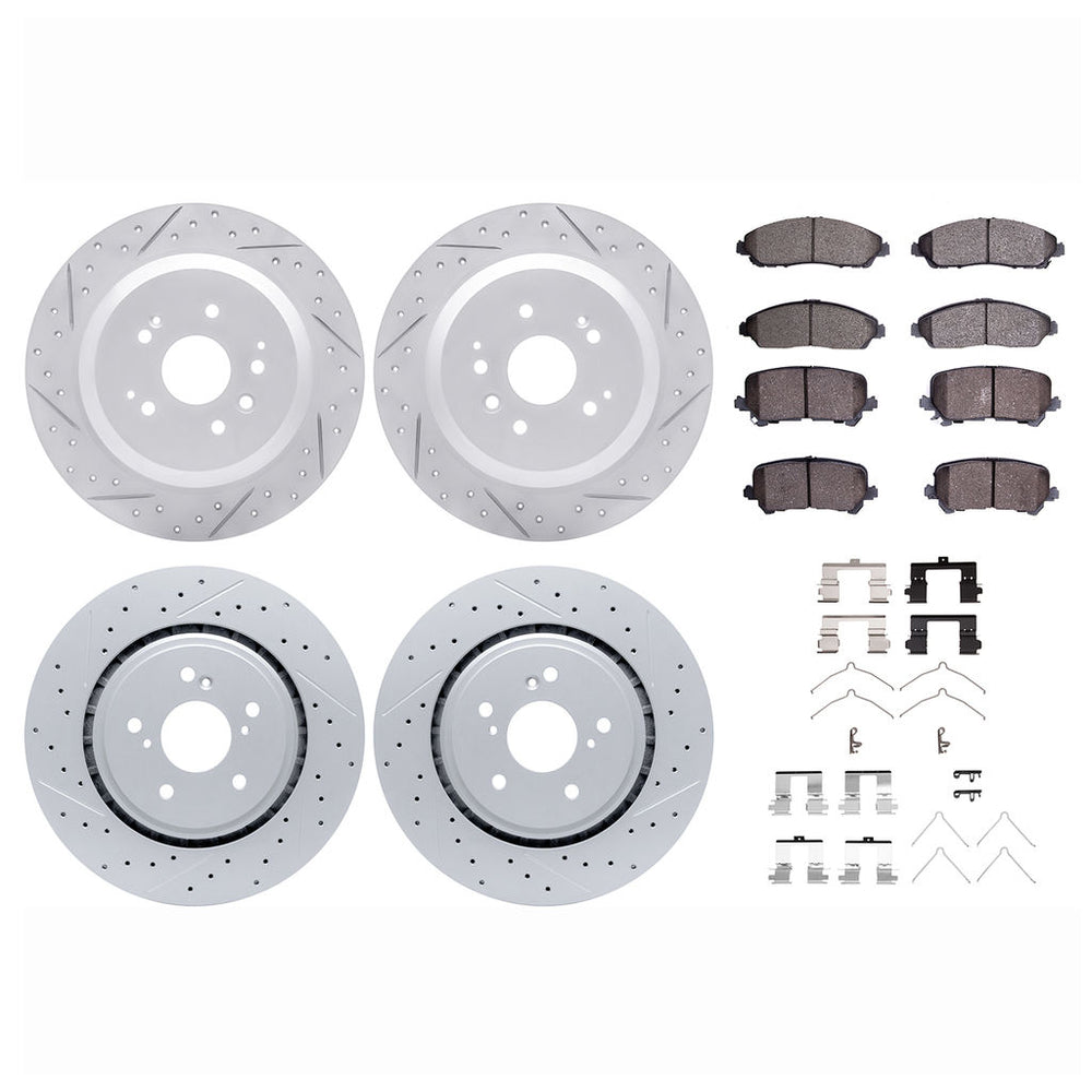 DFC 14-16 Acura MDX Front & Rear Drill/Slot Geoperf Rotors 5000 Advanced Brake Pads w/Hardware