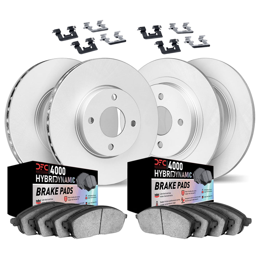 DFC 12-17 Dodge Attitude Front & Rear Geospec Rotors w/4000 HybriDynamic Brake Pads w/Hardware