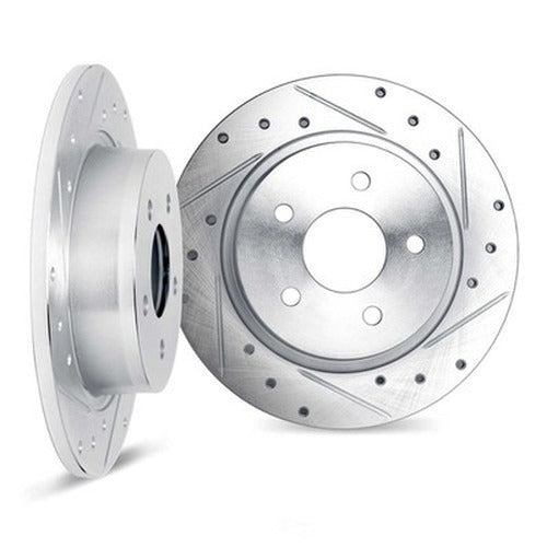 DFC 95-04 Volvo C70/850/V70/S70/S90/960/V90 Front Left Drilled & Slotted Silver Brake Rotor