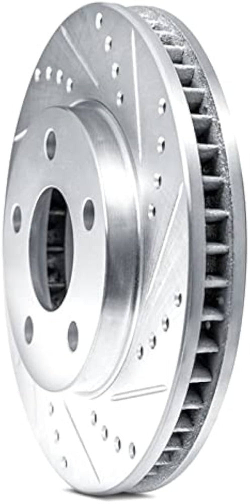 DFC 16-26 Polestar Polestar 2 Front Left Drilled & Slotted Silver Brake Rotor