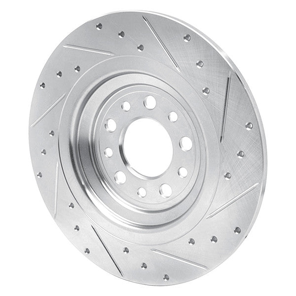 DFC 14-23 Jeep Cherokee Rear Left Drilled & Slotted Silver Brake Rotor