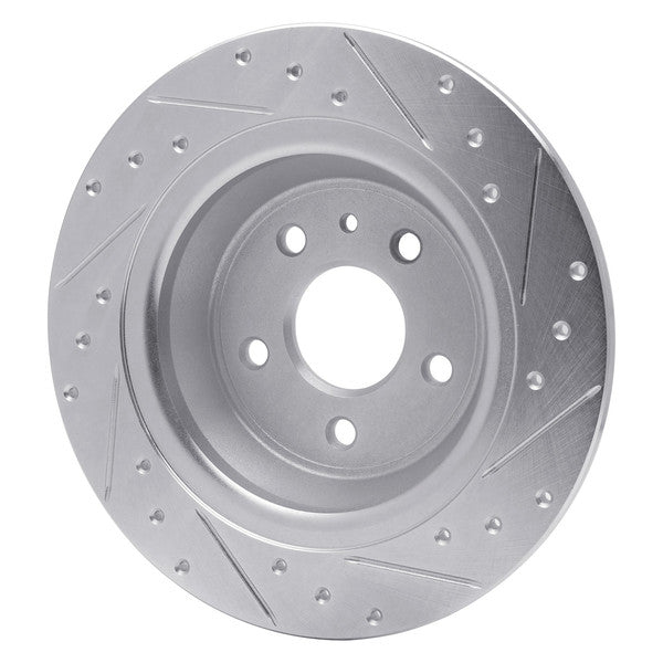DFC 13-20 Ford Special Service Police Sedan Rear Left Drilled & Slotted Silver Brake Rotor