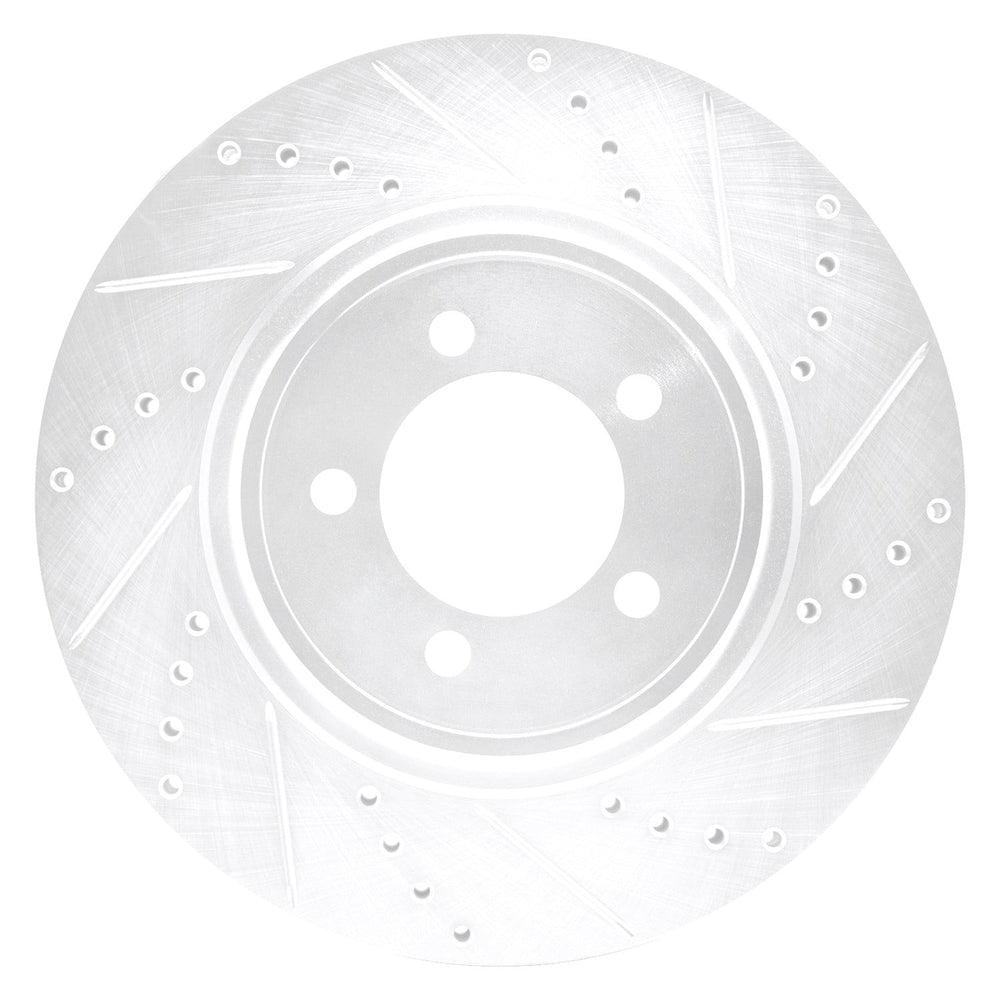 DFC 03-05 Lincoln Aviator Front Right Drilled & Slotted Silver Brake Rotor