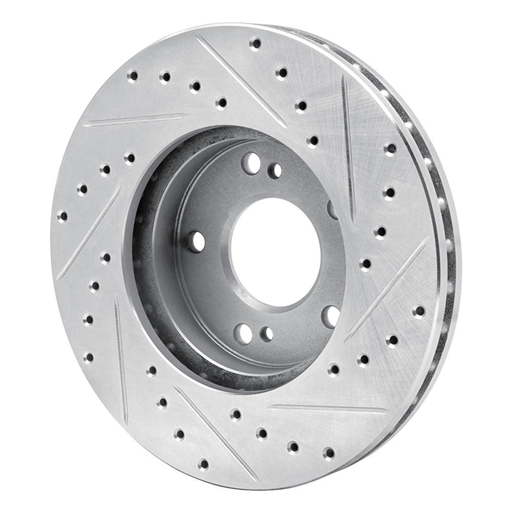 DFC 89-96 Nissan 300ZX Turbo Front Left Drilled & Slotted Silver Brake Rotor