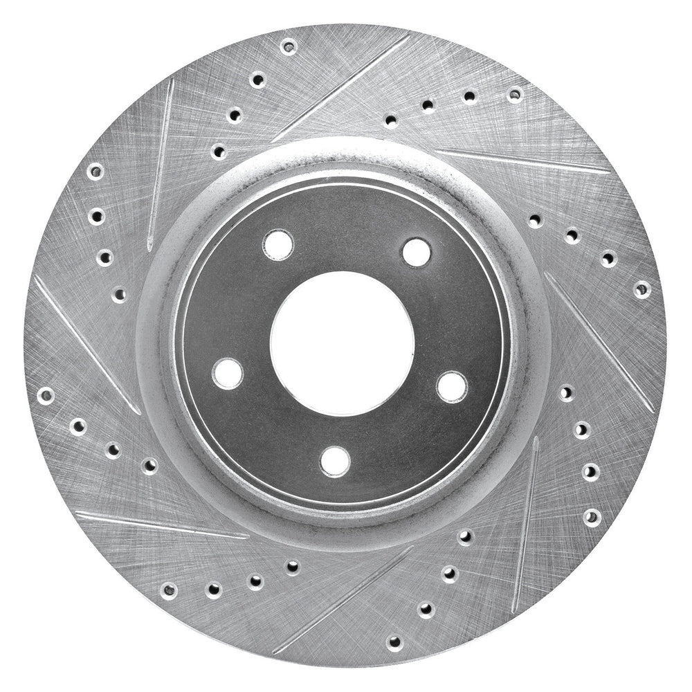 DFC 14-19 Nissan Rogue Front Left Drilled & Slotted Silver Brake Rotor