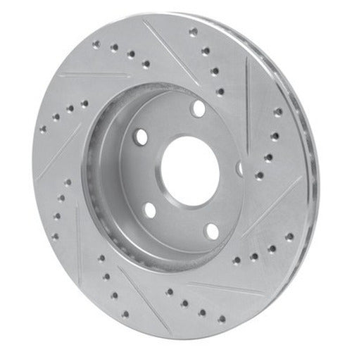 DFC 91-97 Toyota Previa Front Left Drilled & Slotted Silver Brake Rotor