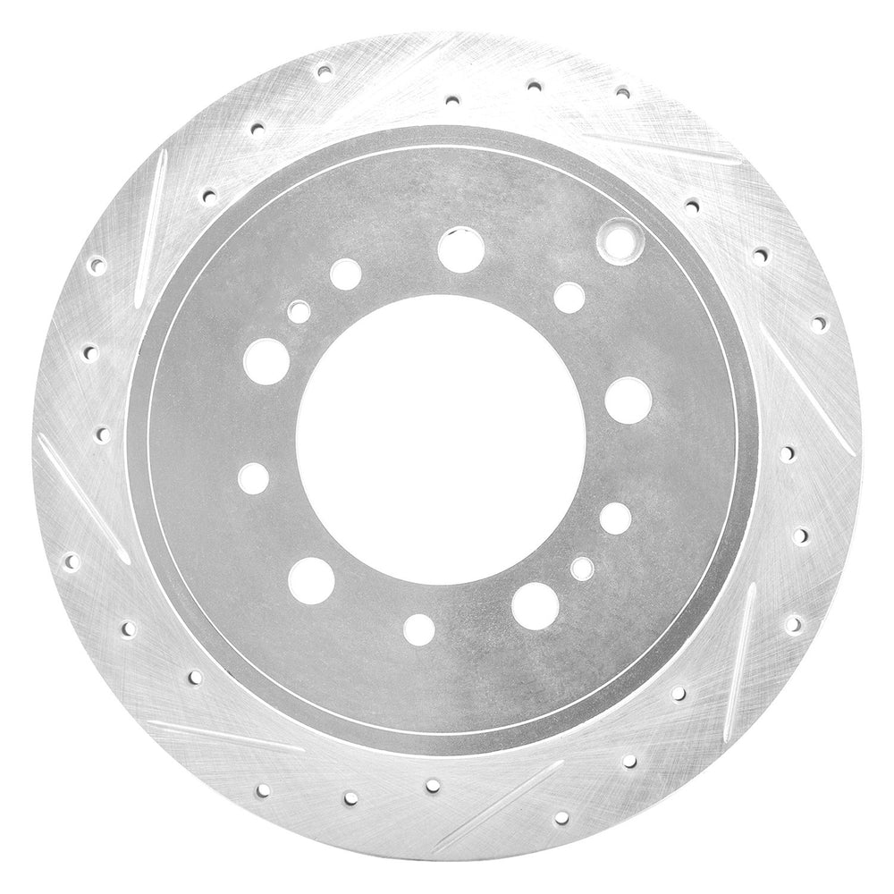 DFC 07-22 Lexus LX570 Rear Left Drilled & Slotted Silver Brake Rotor