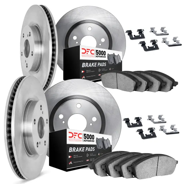 DFC 91-92 Ford Taurus Front & Rear Rotors with 5000 Advanced Brake Pads w/Hardware