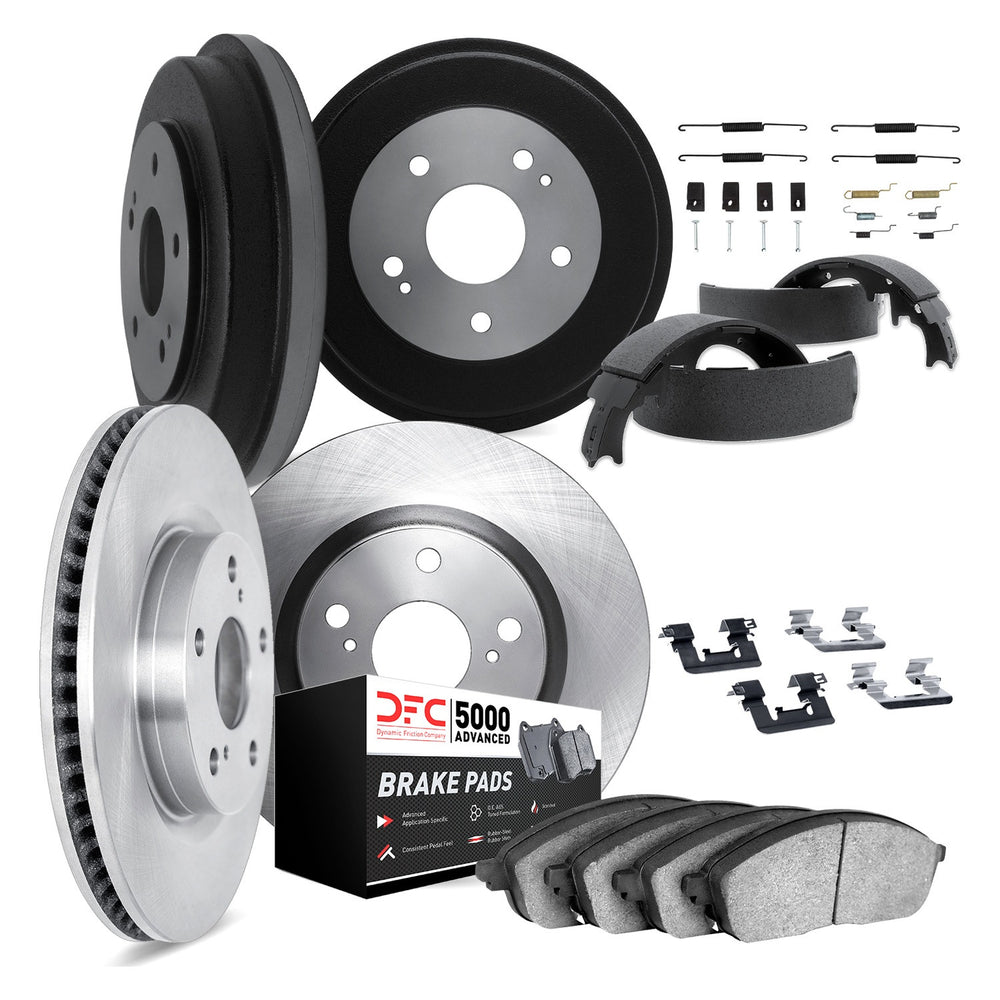 DFC 04-08 Toyota Prius Front & Rear Rotors with 5000 Advanced Brake Pads w/Drums/Shoes/Hardware