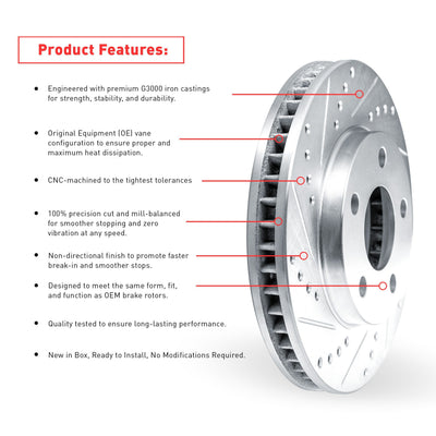 DFC 93-98 Toyota Supra Front Drilled & Slotted Silver Rotors