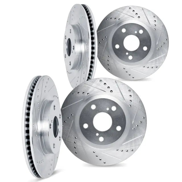 DFC 88-96 Chevrolet Corvette Front & Rear Drilled & Slotted Silver Rotors