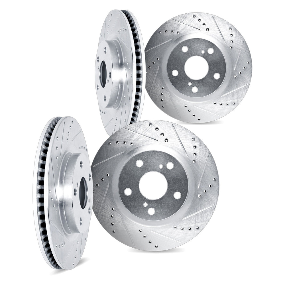 DFC 03-11 Ford Crown Victoria Front & Rear Drilled & Slotted Silver Rotors