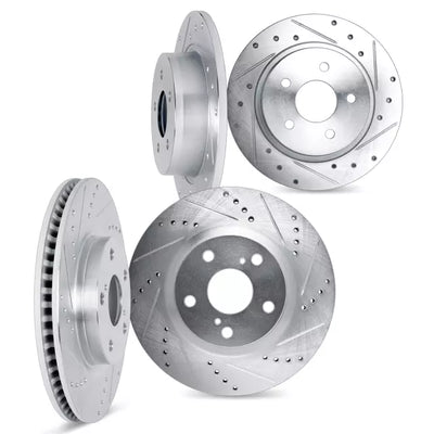 DFC 02-06 Acura RSX Front & Rear Drilled & Slotted Silver Rotors