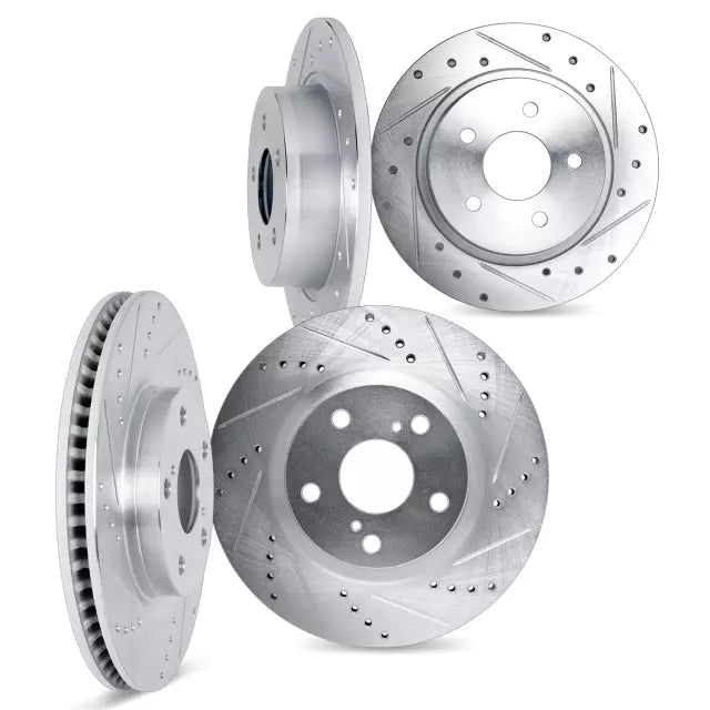 DFC 02-06 Acura RSX Front & Rear Drilled & Slotted Silver Rotors