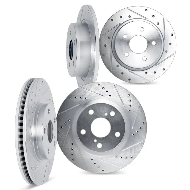 DFC 11-15 Honda CR-Z Front & Rear Drilled & Slotted Silver Rotors