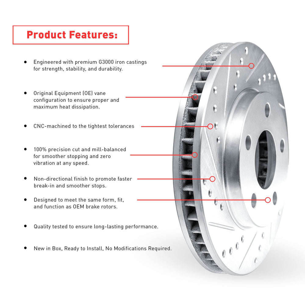 DFC 17-25 Alfa Romeo Stelvio Front Drill/Slot Silver Rotors with 5000 Advanced Brake Pads w/Hardware
