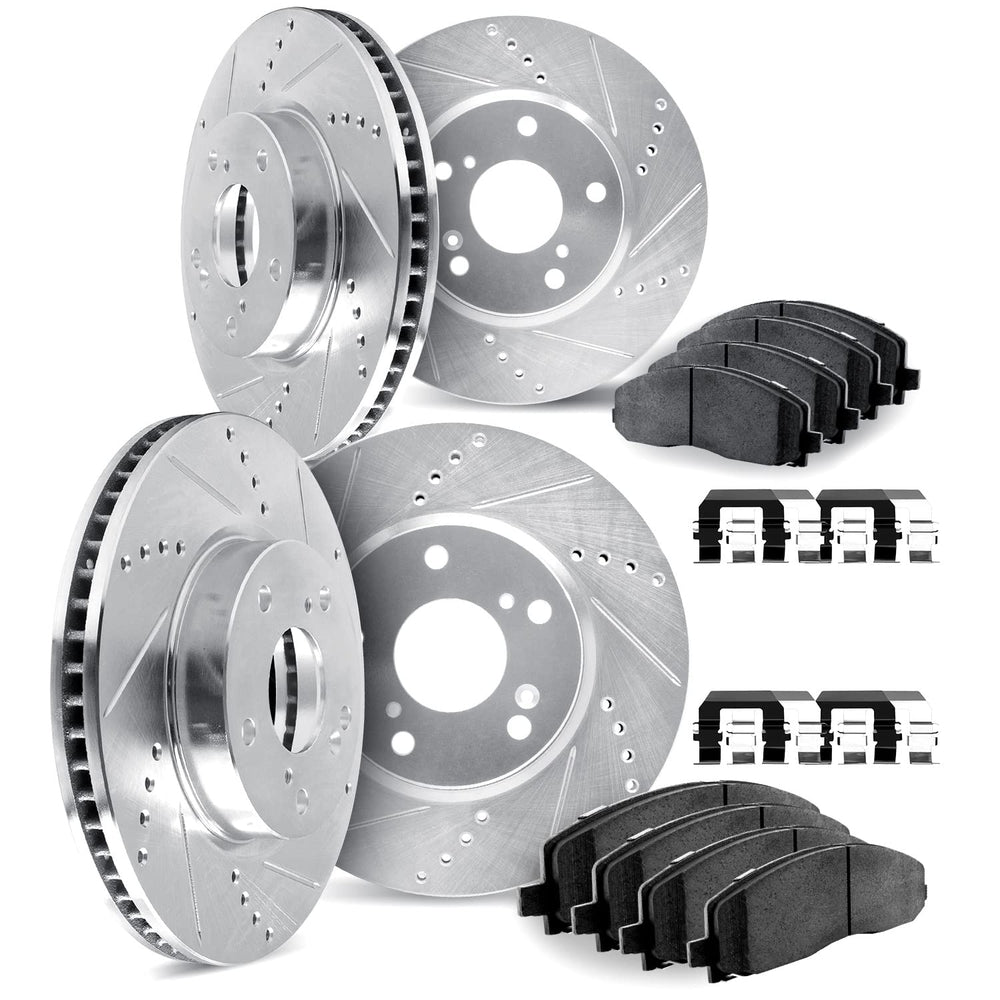 DFC 06-20 Infiniti G25 Front & Rear Drill/Slot Silver Rotors 5000 Adv Brake Pads w/Hardware