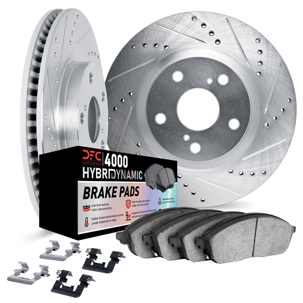 DFC 14-19 Cadillac CTS Rear Drill/Slot Silver Rotors 4000 HybriDynamic Brake Pads w/Hardware