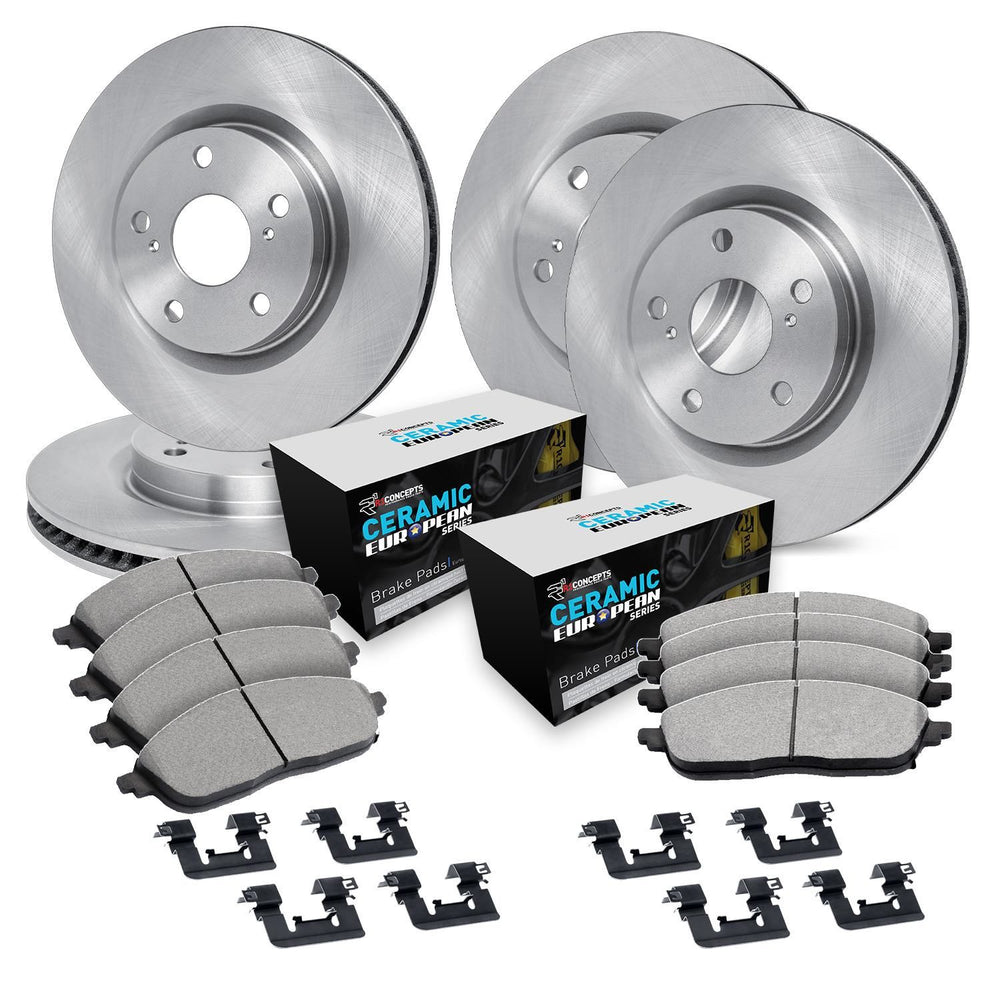 R1 76-93 Volvo 264 Front & Rear Brake Rotor Set w/Euro Ceramic Pads and Hardware