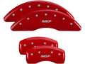 SET OF 4 CALIPER COVERS ENGRAVED FRONT/REAR MGP SILVER CHARACTERS RED POWDER C