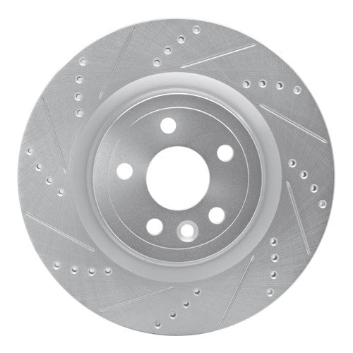 R1 17-20 Jaguar F-Pace Rear Left Drilled Black Brake Rotor