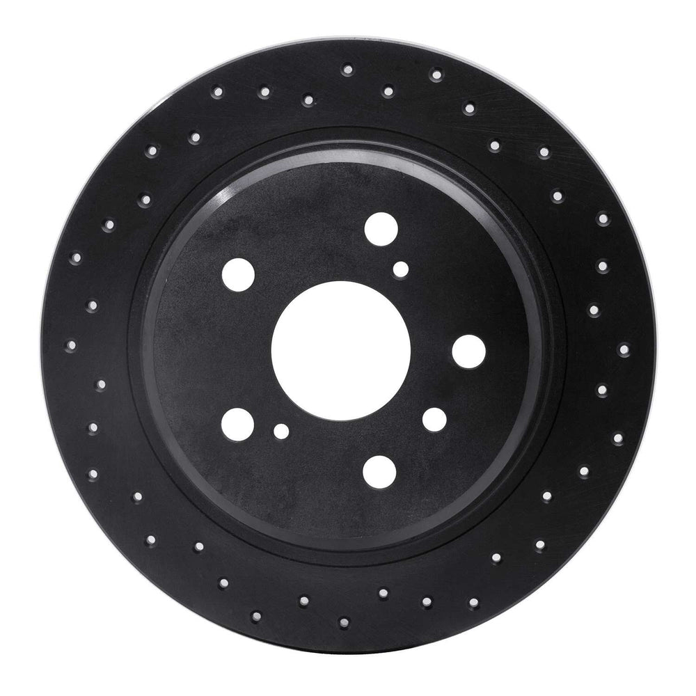 R1 95-99 Toyota Avalon Rear Right Drilled Black Brake Rotor