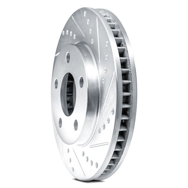 DFC 10-14 BMW X5 Right Front Dimpled & Slotted Silver Brake Rotor