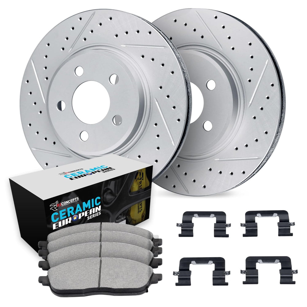 R1 17-24 Maserati Ghibli Rear Drill/Slot Carbon Coated Rotor Set w/Euro Ceramic Pads