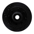 R1 78-97 Dodge B200 / B200 Van / B250 Front Left Drilled & Slotted Black Brake Rotor