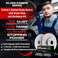 R1 13-25 ScIon FR-S Front & Rear Drill/Slot Carbon Coated Rotor Set w/Perf Sport Pads