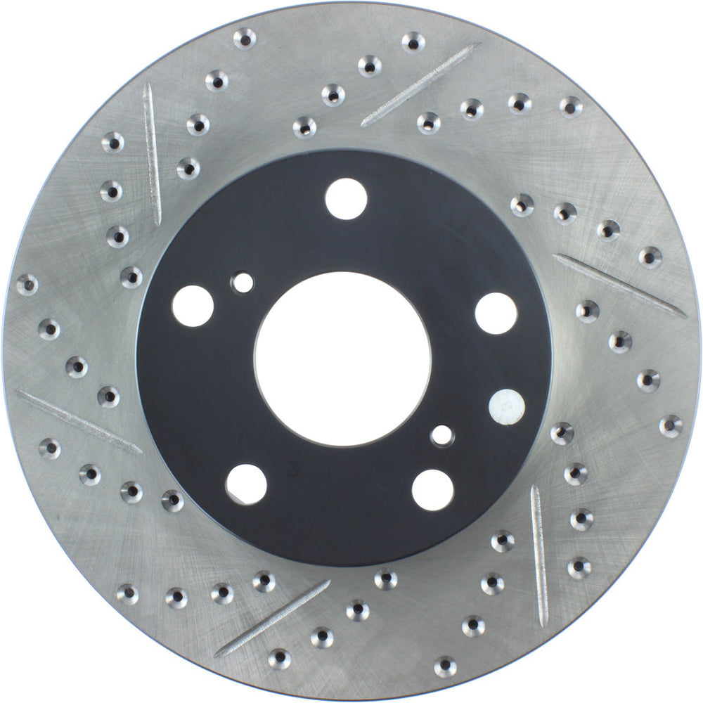 R1 05-15 Toyota Tacoma Front Right Drilled & Slotted Black Brake Rotor