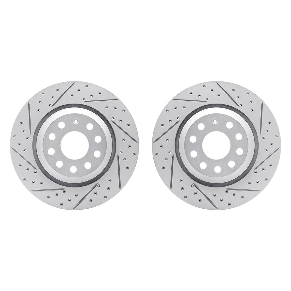 R1 06-25 Audi RS3 Rear Drilled & Slotted Carbon Coated Brake Rotor Set