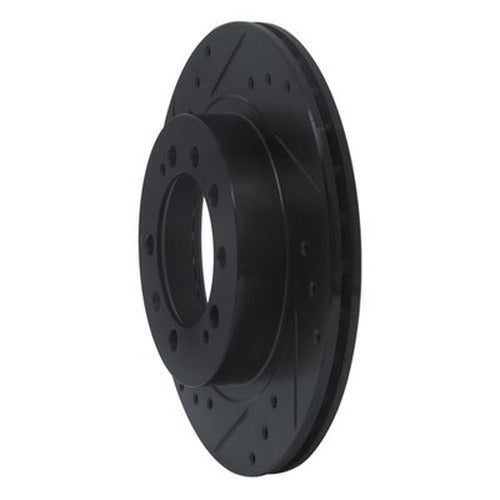 R1 83-89 Chrysler Conquest Rear Left Drilled & Slotted Black Brake Rotor