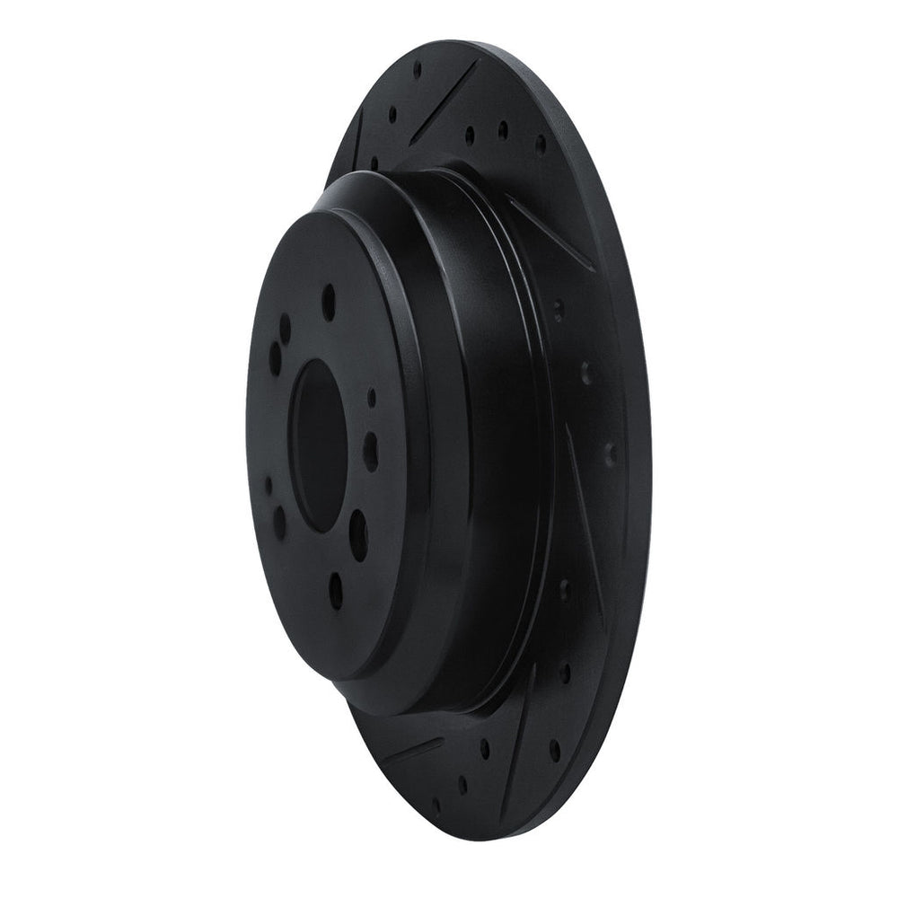 R1 16-25 Honda Ridgeline Rear Left Drilled & Slotted Black Brake Rotor