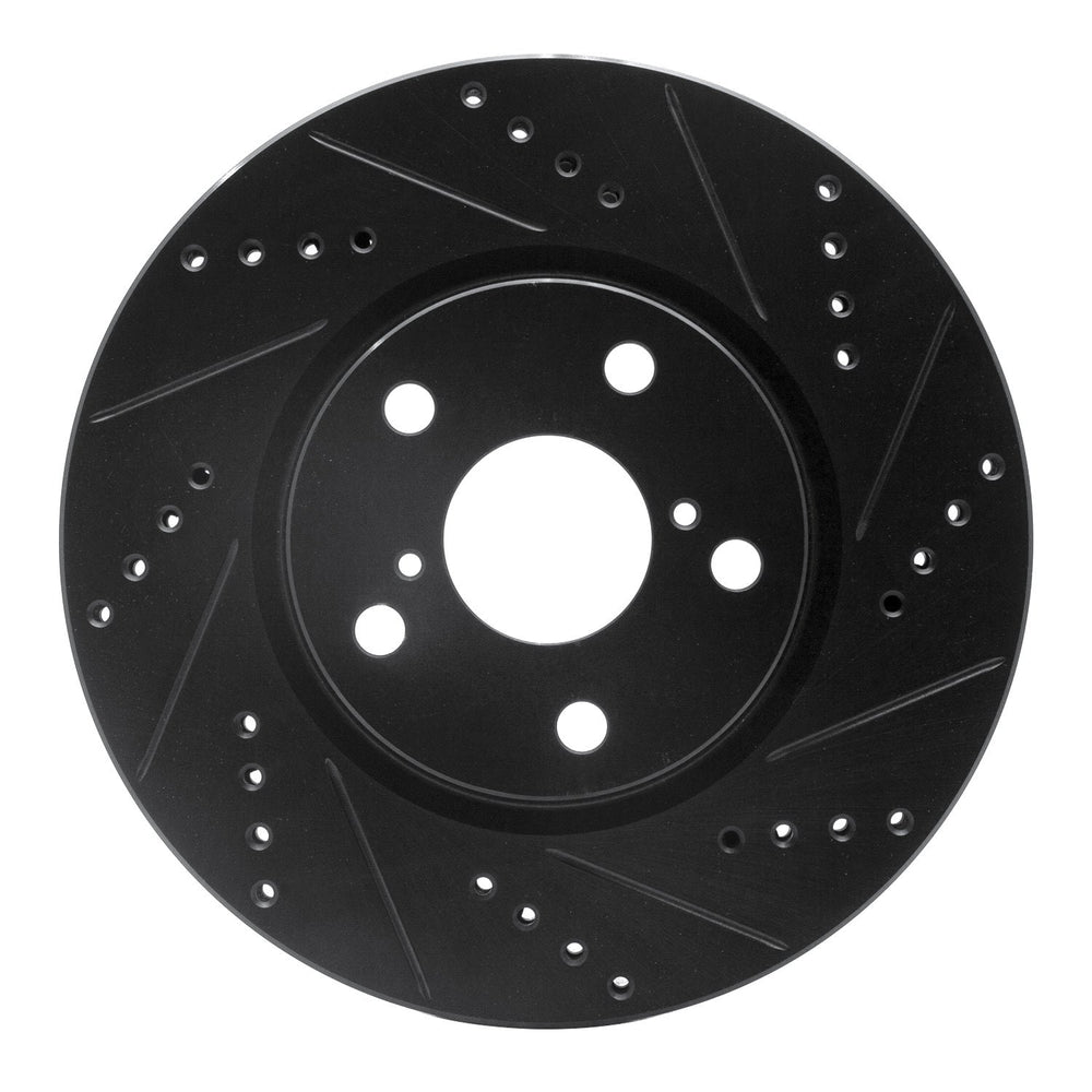 R1 21-23 Dodge CHALLENGER Left Front Drilled & Slotted Black Brake Rotor