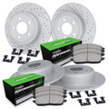 R1 10-15 Chevy Camaro Front & Rear Drill/Slot Carbon Coated Rotor Set w/Perf Sport Pads