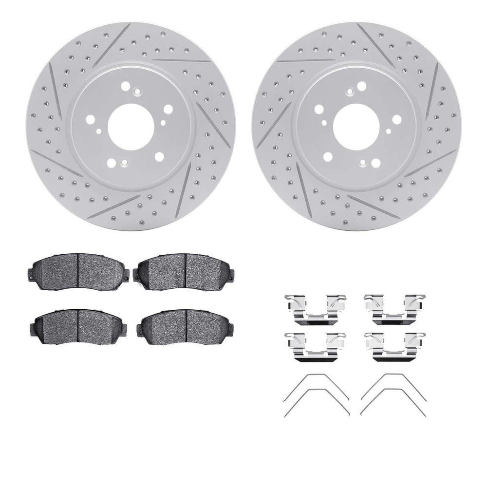 R1 07-16 Acura RDX Front Drill/Slot Carbon Coated Rotor Set w/Optimum Pads