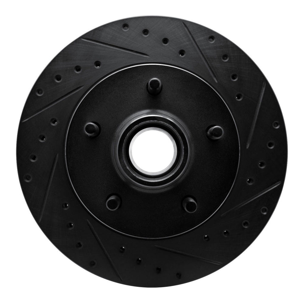 R1 90-90 Cadillac BROUGHAM Front Right Drilled & Slotted Black Brake Rotor
