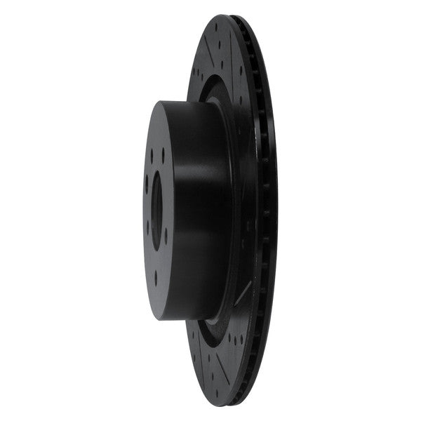 R1 07-15 Infiniti G35 Rear Right Drilled & Slotted Black Brake Rotor