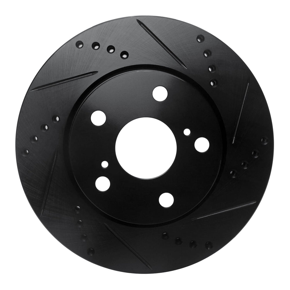 R1 06-18 Lexus HS250H Front Right Drilled & Slotted Black Brake Rotor