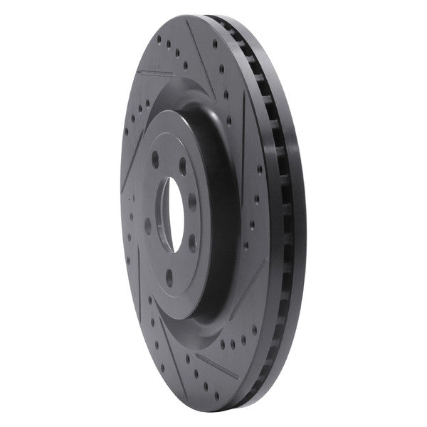 R1 13-19 Ford Flex Front Right Drilled & Slotted Black Brake Rotor