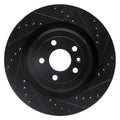 R1 13-19 Ford Flex Front Right Drilled & Slotted Black Brake Rotor