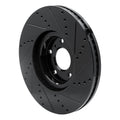 R1 07-15 Infiniti Q60 Front Left Drilled & Slotted Black Brake Rotor