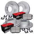 R1 01-10 Chevy Silverado 2500 HD Classic Front & Rear Drill/Slot Carbon Coated Rotors w/Optimum Pads