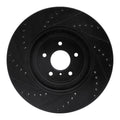 R1 08-25 Infiniti Q50 Front Right Drilled & Slotted Black Brake Rotor
