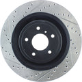 R1 08-25 Infiniti Q50 Front Right Drilled & Slotted Black Brake Rotor